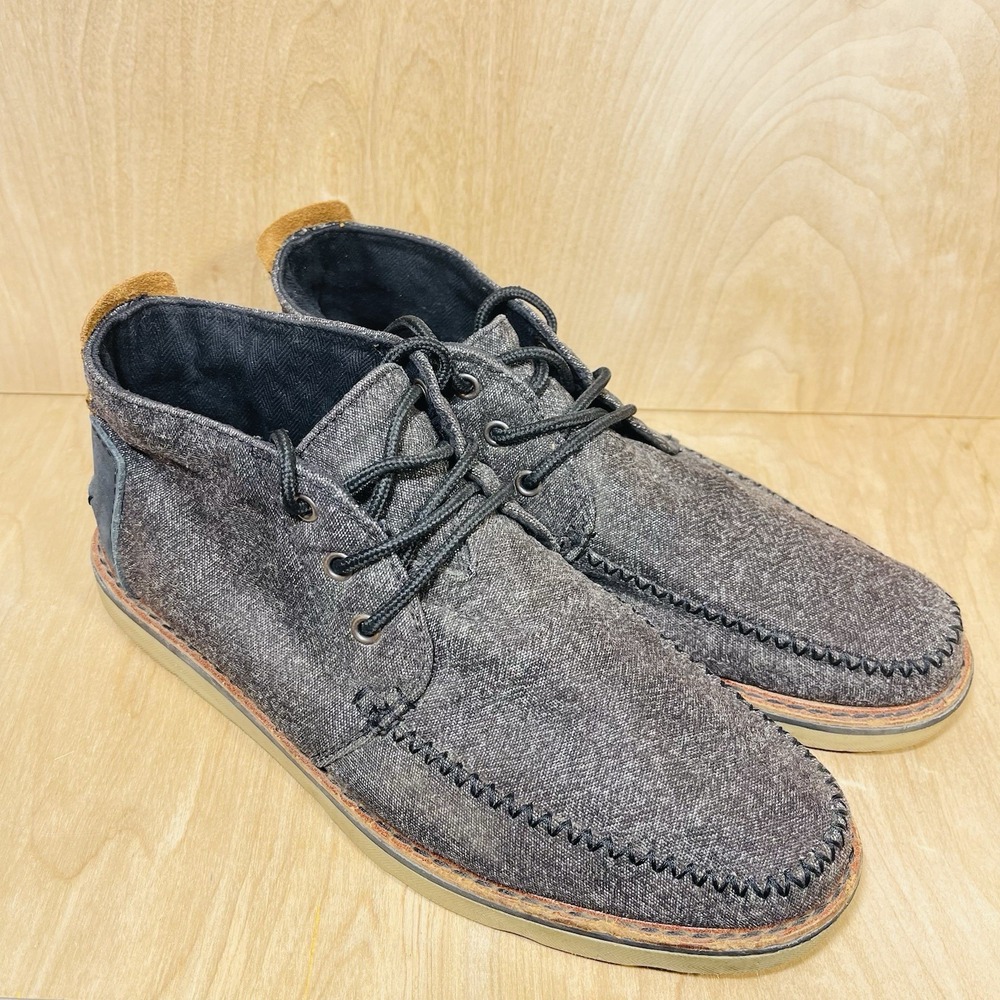 Toms Gray Chukka Fleck Boot High Top Shoes With Leather Details Men's Size 10